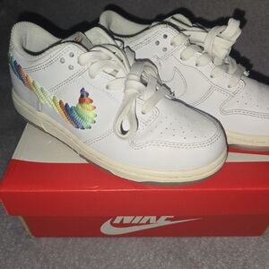 Kids Nike Shoes | Nike Dunk Low Rainbow Lace Swoosh